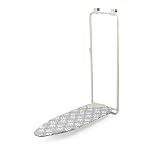 Beldray Overdoor Ironing Board – Foldable Door Mounted Iron Board with Cover, Thick Felt Underlay, Compact, Silicone Iron Rest Pad, Cushioned Hooks, Non-Scratch, Space Saving, 110 x 33 cm, Grey