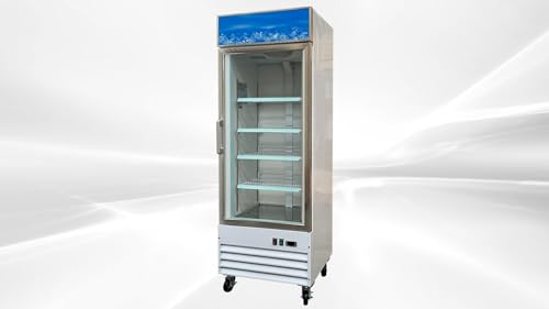 Elite Kitchen Supply Commercial Reach in Freezer, ETL NSF 1 Glass Door Display Merchandiser, Upright 13 cu. ft. Aluminum Interior, LED Lighting for Shop, Restaurant -10°F~ 0°F
