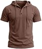 Sudadera de verano para hombre, manga corta, casual, fitness, con botones y cordón, ajustada, tipo muscle 8