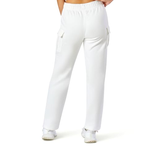 NCAA Women's Fleece Cargo Pants, Straight Leg Lounge Trousers with Utility Pockets, Soft Thermal Outdoor Bottoms for Travel4