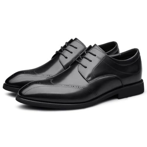 Black Dress Oxford Shoes for Men, Men's Comfortable Leather Oxford Shoes, Business & Office Formal Shoes, British Style Lace-Up Sneakers for Men2
