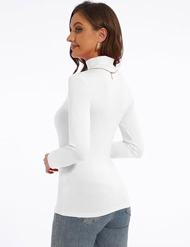 Women's Turtleneck Long Sleeve Shirts Slim Fitted Lightweight Base Layer Casual Tops3