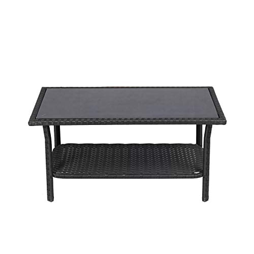 Baner Garden 4 Piece Outdoor Furniture Complete Patio Cushion Wicker Rattan Garden Set, Full, Black #TOP7
