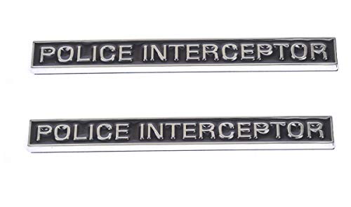 Image of EmbRoom Police Interceptor Emblem, 3D Emblems Trunk Nameplate Badge Sticker Decal Replacement for Explorer (Chrome 2pcs)