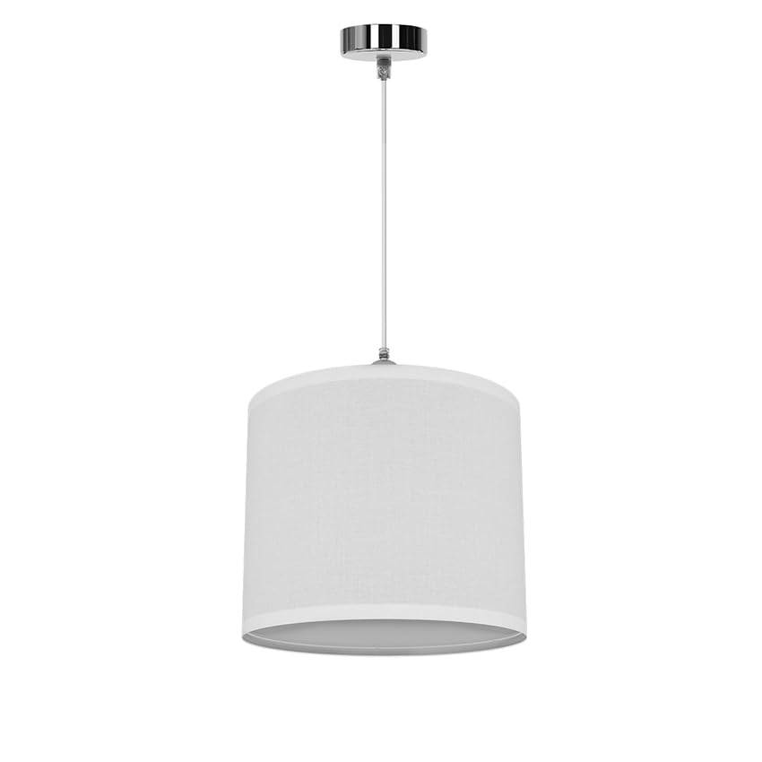 Levitantes Lámpara colgante con tulipa de tela blanca, lámpara de techo casquillo E27 60W, lámpara para habitación, comedor, dormitorio