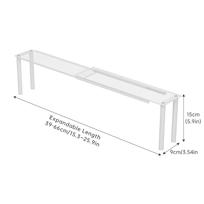 Expandable Window Shelf for Plants Kitchen Sink Organizer Stackable Narrow Shelves Kitchen Countertop Holder Mesh Design (1, White)