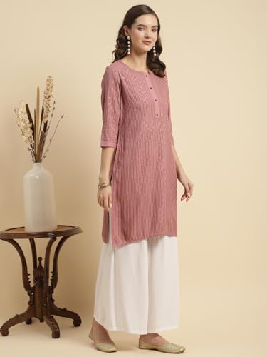 Image of rangita Women Rayon Straight Fit Knee Length Printed Straight Kurti | Kurta