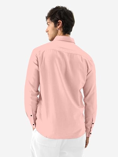 Image of Men's Linen Cotton Casual Shirt | Regular Fit Plain Shirt for Men | Long Sleeve Shirt for Casual & Formal Wear