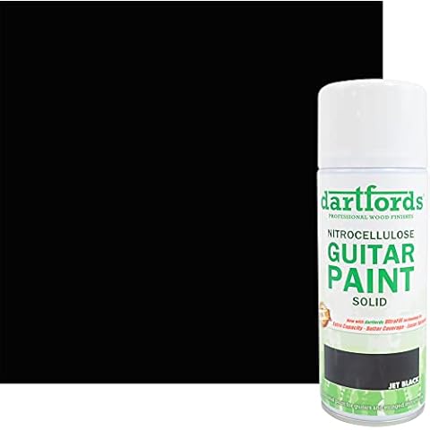 dartfords Jet Black Nitrocellulose Guitar Paint 400ml Aerosol Cover