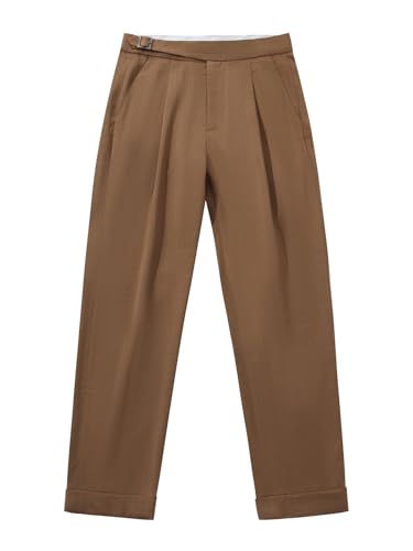 Men's Straight Western Gurkha Pants Retro Tapered Leg Classic Flat Front Chino Pants4