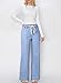 Astylish Womens Jeans Drawstring High Waisted Wide Leg Pants Straight Leg Stretchy Casual Denim Cowgirl Outfits with Trendy Fashion Pockets Dusk Blue Size 18