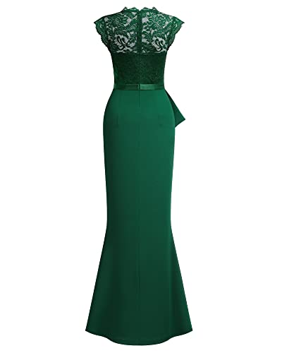 Image of MISSMAY Women's Retro Floral Lace Sleeveless Formal Wedding Long Dress