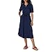 Amazon Essentials Damen Tailliertes Midikleid in A-Linie mit Halben Ärmeln und Ausgestelltem Rockteil mit Taschen, Marineblau, XXL