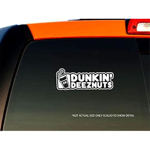 StickerSmith - Dunkin Deez Nuts Sticker Vinyl Decal | White | 6" Wide Cover
