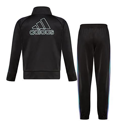 Adidas Girls' 2-Piece Gradient 3S Tricot Set, Black With Multicolor, 6 #TOP1