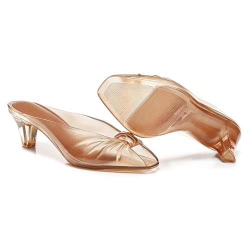 KISSASA Jelly Sandals for Women Peep Toe Kitten Heel Jelly Mule Shoes by KISSASA - Used condition - Image 6