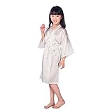 yesky Children's Silk Stain Pure Kimono Wedding Dressing Gown Kimono Robes Bridal Lingerie Sleepwear