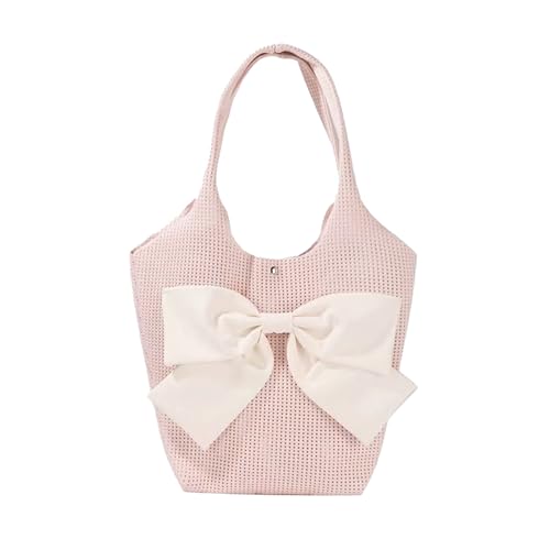 Bow Purse Mesh Bow Tote Bag Cute Bucket Bags Shoulder Bag with Bowknot Large Handbag Trendy Gift for Women