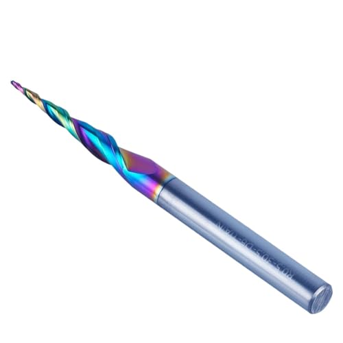 Fraise à bout sphérique conique à tige de 6 mm, fraise à bois CNC en carbure monobloc hélicoïdal avec revêtement DLC for métal et bois(P2BC-R0.25-30.5-D6-D)