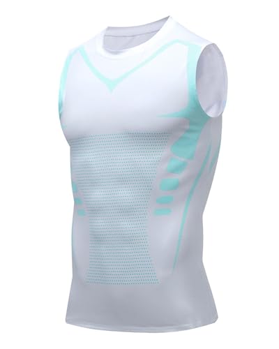 Image of Compression Shirt Men Slimming Body Shaper Vest Crewneck Workout Tank Top | Tummy Control Undershirts, Gynecomastia Compression Shirts, Back Support, Sleeveless Muscle Shirts, Shaping Tank Top