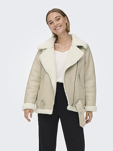 Image of ONLY Women Beige Solid Lapel Collar Parka Jacket