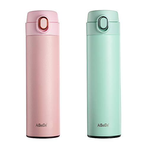 Aibeide Stainless Steel Thermos，Vacuum Insulated Water Bottle，Keeps Cold Hot 24 Hours,Button Switch Flip