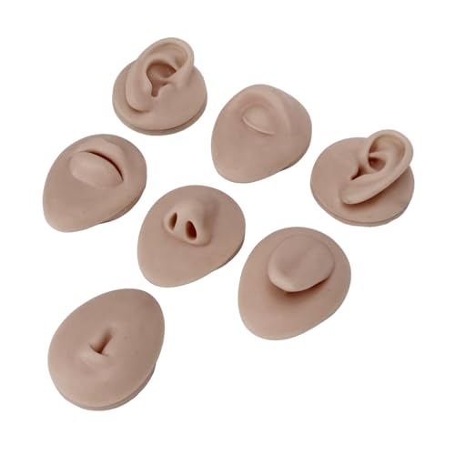 Piercing Body Model, 3D Vivid Silicone Piercing Practice Model, for Eyebrow Piercing, Nose Piercing, Lip Piercing, Tongue Piercing, Navel Piercing, Ear Piercing(Deep Skin Color)