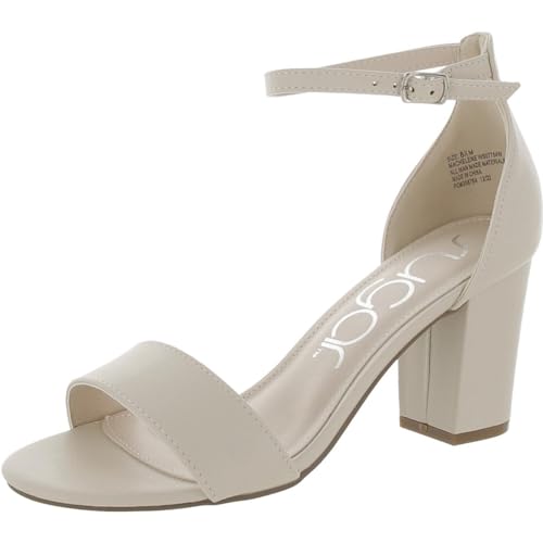 Sugar Womens Machelene Faux Leather Block Heels Ivory 8.5 Medium (B,M), Nude