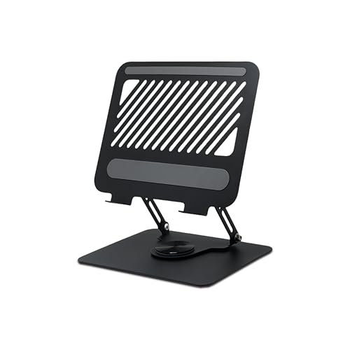 Image of Geonix Trek T2 Foldable Laptop Stand with 360 Rotating Base |Max 10 Kg | Multi-Angle & Height Adjustable Design | Improves Air Flow | Carbon Steel Build with Non-Slip Pads | Support Upto 17 inch (Black)