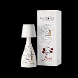 Lampada in ceramica dipinta a mano con all'interno Olio Extra Vergine d'Oliva estratto a freddo da 1 litro di Vignoli food, lampada senza fili, ricaricabile, da arredamento con luce regolabile