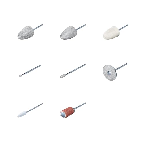 Beurer MP 52 replacement set, 8 high-quality manicure and pedicure attachments made of sapphire, felt, and carbide, for well-groomed hands and feet, suitable for artificial nails