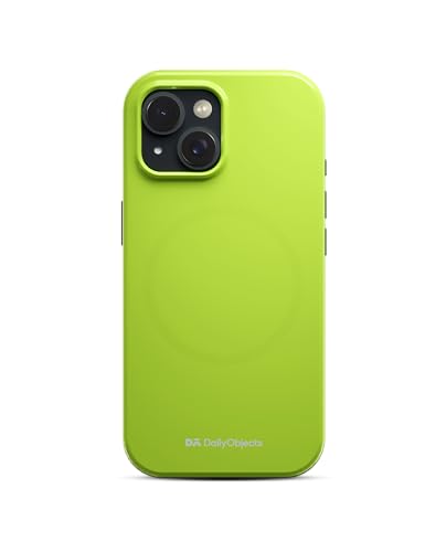 Image of DailyObjects Polycarbonate Enamel Bumper Magsafe Case for iPhone 14 Compatible with Mag-Safe Wireless Charging | Lime Hybrid Magnetic Back Cover