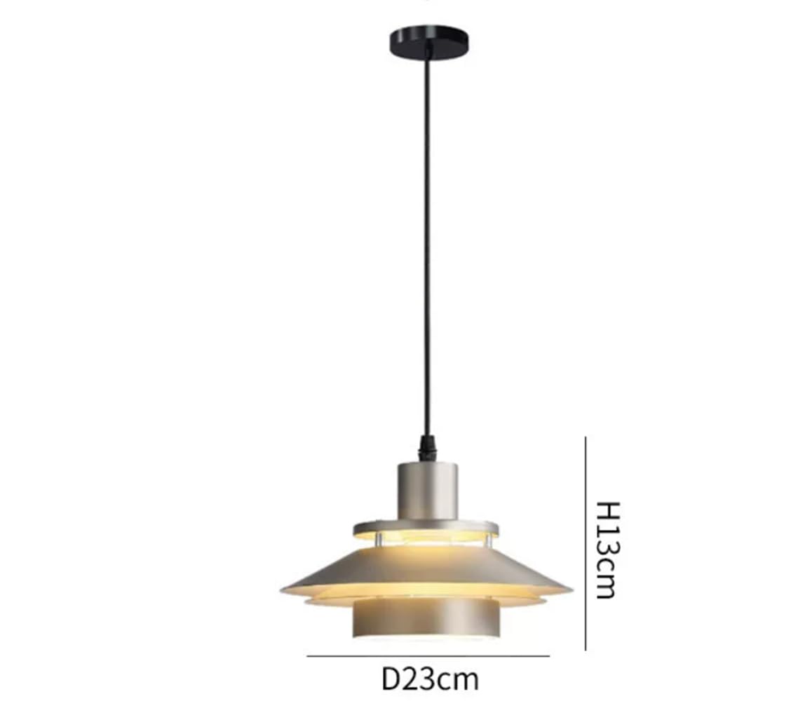 Industrielle Pendelleuchte Gebürsteter Edelstahl Mehrschicht Metall Schirm E27 Fassung Pendellampe Gastronomie Restaurant Küche 23 * 13cm
