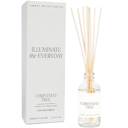Image of Sweet Water Decor Christmas Tree Reed Diffuser Set - Spruce, Pine Needles, Cedar, and Moss Scented Diffusers - Scent Diffusers for Home, Long Lasting Fragrance, Made in the USA