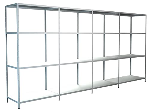 SCHULTE Regalwelt Steck-Grund-/ u 3 Anbauregale, 16 Böden, 1800x3800x350, weiss