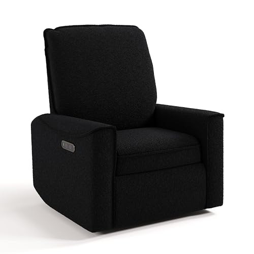 Storkcraft Santos Deluxe Power Recliner Swivel Glider (Black Boucle) –