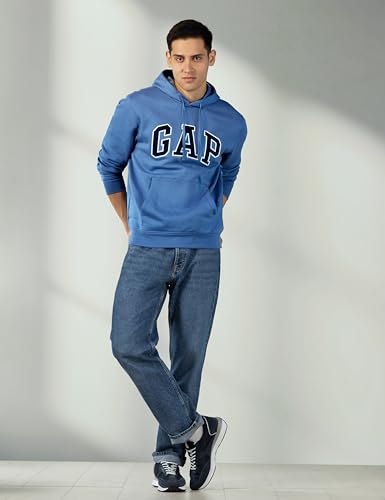 Image of Gap Men Embroidered Relaxed Fit Full Sleeve Hoodie