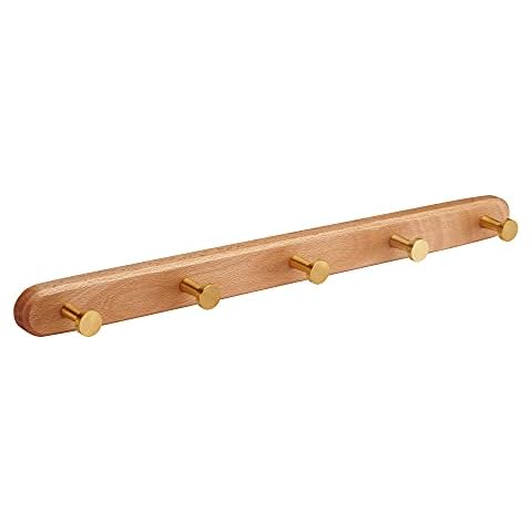 Rustic Wood Wall Mounted Coat Rail Rack Hooks 5 Hook for Keys Purse 111-5-2 Cover