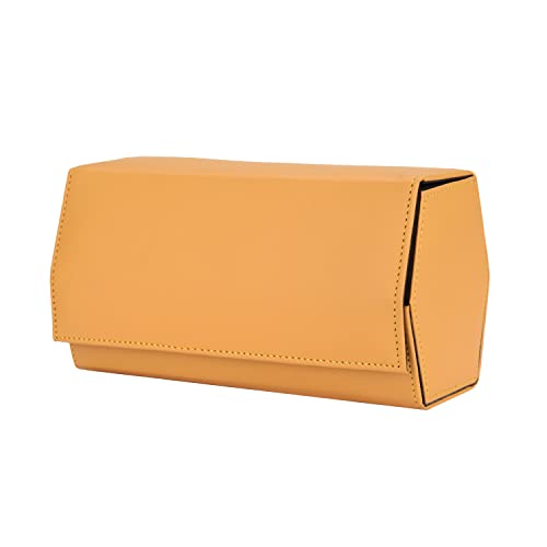 Image of essart Premium Leather 3 Slot Watch Roll Watch Storage Box Premium Timepiece Organizer Box Compact Travel Watch Organizer Secure Watch Holder with Mustard Colour
