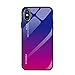 Produktbild Hexcbay Glashülle iPhone X/XR Hülle - 9H Hartglas Handyhülle mit dualer Rückseite - Kratzfeste Schutzhülle mit weichem TPU Bumper für iPhone XS MAX (iPhone XS MAX, Rot lila)