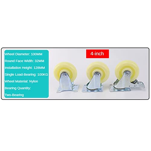 VALOYI 1 peça 4 polegadas rodízio de nylon médio plano universal roda freio volante carrinho (cor: f