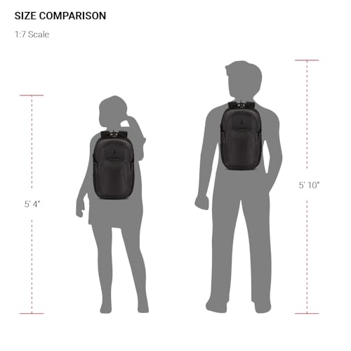 SwissGear FusionPro Laptop Backpack, Laptop Bag Fits Most 17-Inch Laptops, Commuter Friendly Trolley Sleeve, Ideal for Work, Travel or School - Black/Charcoal (19-Inch)