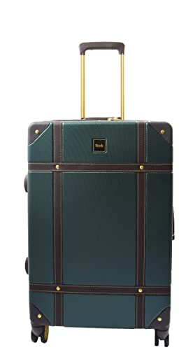 House Of Leather Retro 8 Wheel Spinner Travel Suitcases Luggage’s Hard Shelled London (Emerald, Medium: 68 x 45 x 26cm, 4kg)