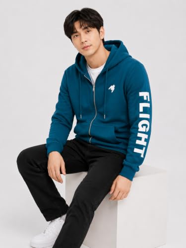 Image of Men's Graphic Zipper Hoodie | Full Sleeve Hooded with Kangaroo Pocket & Drawstring Hood | Casual Regular Fit for Winter, Travel & Everyday Wear