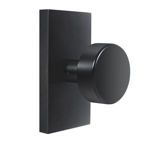 HIEMEY Matte Black Interior Door Knob, Modern Passage Rectangle Door