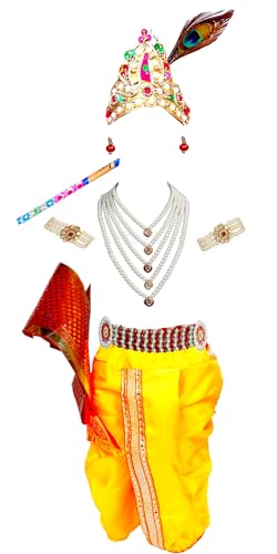 Image of BLU VAPOUR Krishna dress for Kids, krishna dress for baby boy, kanha dress for kids, krishna costume for baby boy,krishna costume for Janmashtami,3 Months-8 Years