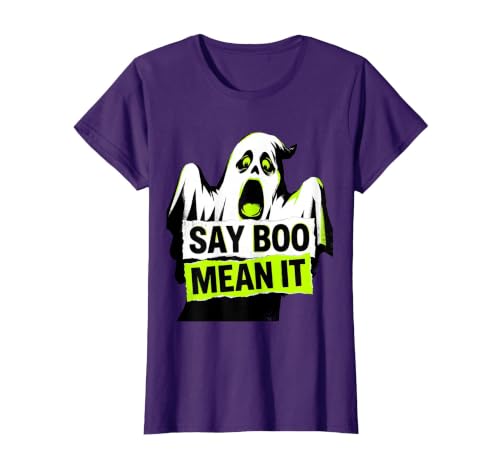 Say Boo And Mean It Halloween Design T-Shirt, Women, Purple, X-Small