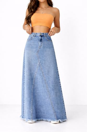 Image of ODDMONKEY Women High Waist Denim Skirt | Skirt for Women | Long Straight Fit Skirt |Long Skirt for Women
