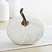 Set of 4 Small Velvet Pumpkins, Handmade Home Decor, Holiday Mantle Decor, Fall Halloween Thanksgiving Centerpiece, Rustic Fall Wedding Centerpiece (2 Luxe Medallion, Ivory, Gold)