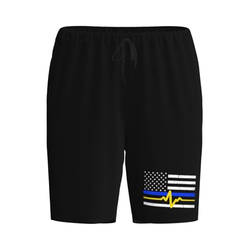 911 Dispatcher Thin Blue Gold Line Pajama Shorts for Men, Men's Pajama Bottoms, Sleepwear for Summer2